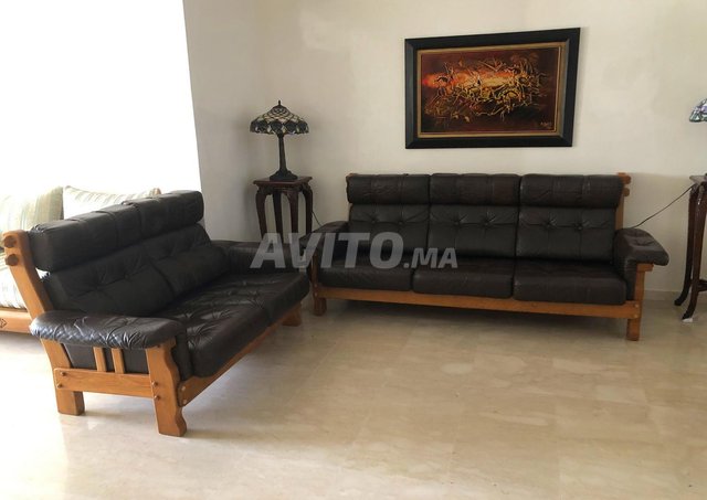 FAUTEUIL CUIR BOIS MASSIF VINTAGE