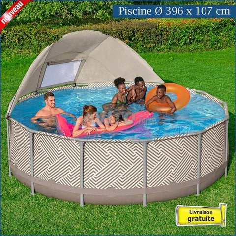 Piscine Moderne Ø 396 x 107 cm Op Art - Graphique