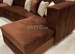 Canapé d’angle en velours marron