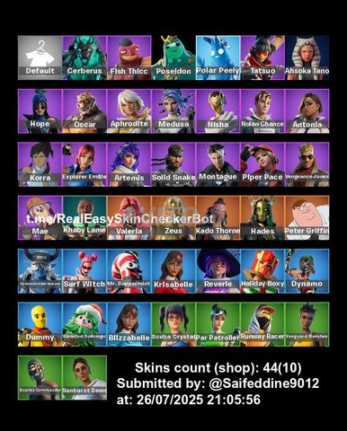 acc fortnite full access 44 skin