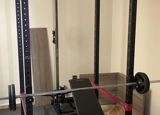 Cage chaise inclinable barre disques haltères