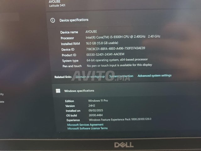  Dell latitude i5 9 ème génération  