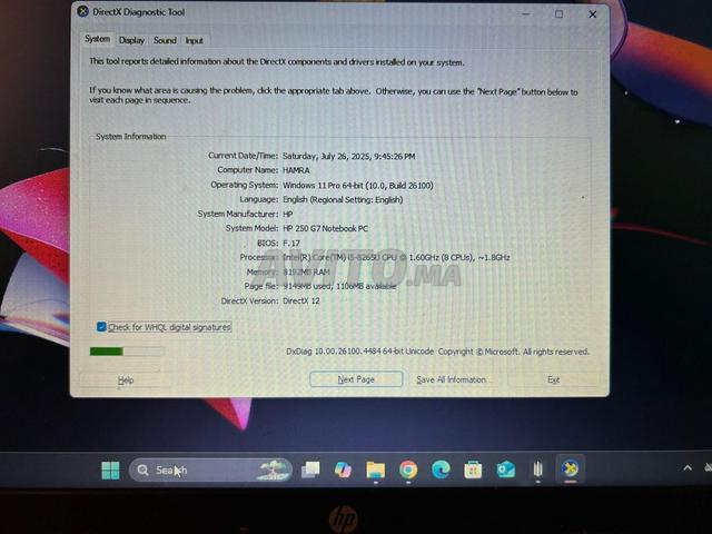 PC Portable HP 250 G7 i5 8ème Gén  - 2