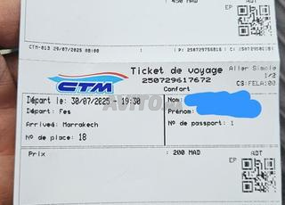 Billet FES-LAAYOUNE ctm