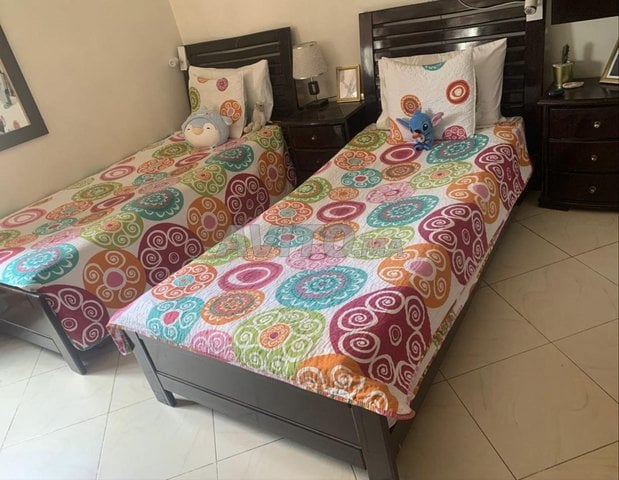 2 lits une place en bois hêtre 