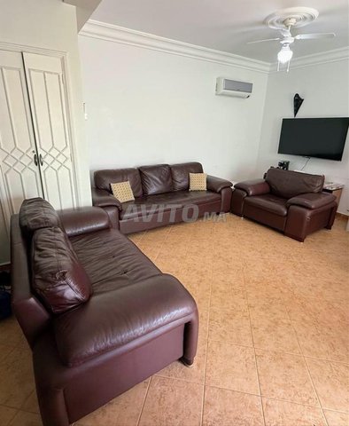 salon en cuir marron 