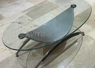 table basse en verre et inox 