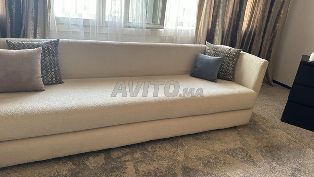 À vendre Salon tissu bouclette blanc Grand confort