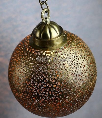 Suspension plafonnier artisanale en cuivre