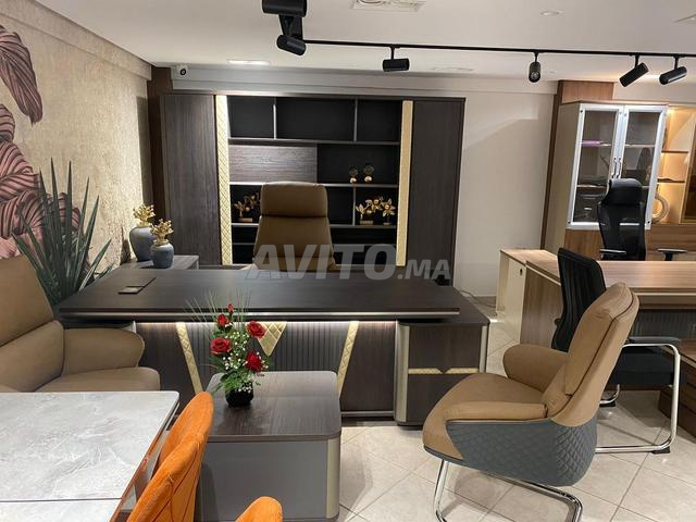 Pack bureau avec retour et caisson 3 chaises luxe - 2