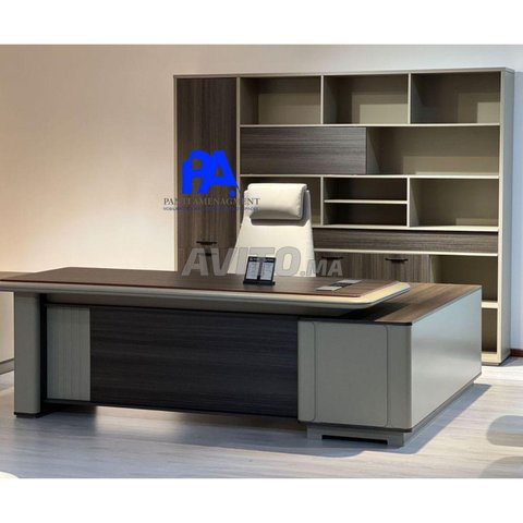 Pack bureau avec retour et caisson 3 chaises luxe