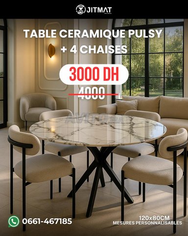Table céramique PULSY avec 4 chaises 