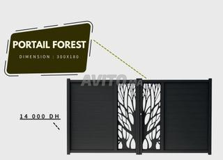 Portail métal FOREST Découpe arbre design