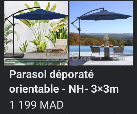 Parasol jardin déporaté orientable en bleu 3m/3m