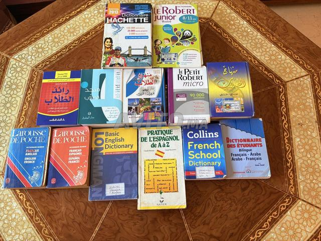 Lot de 13 dictionnaires, 4 langues.