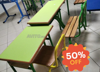 table scolaire avec casier métallique/ bois 