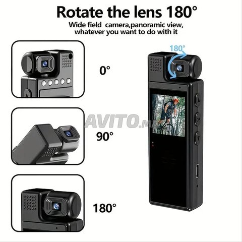Caméra d'action portable objectif rotatif 180