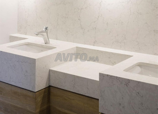 Vasque sur mesure en quartz et dekton
