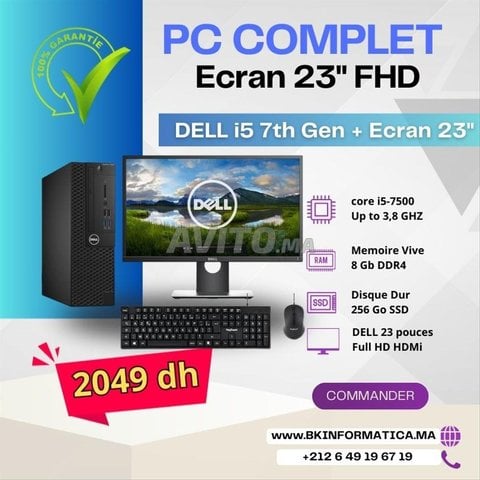 odinateur de bureau DELL i5 7th Gen Ecran 23 p