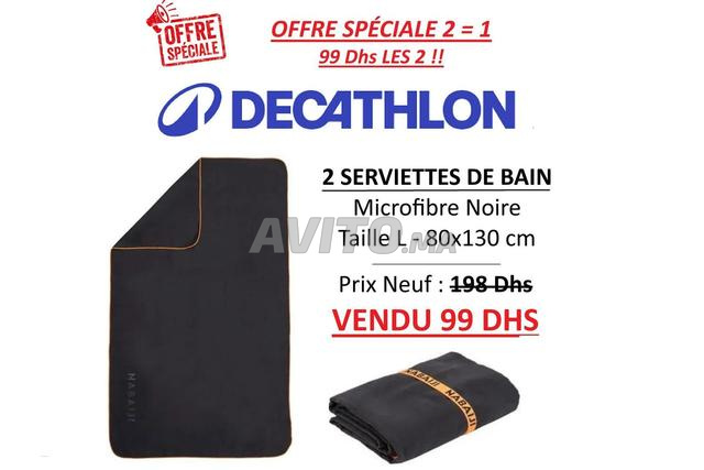 NEUF Lot 2 Serviettes Bain Microfibre L 80x130cm