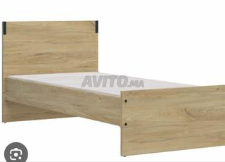  Lit Avec Sommier et  Tiroir 90x200cm - Chêne