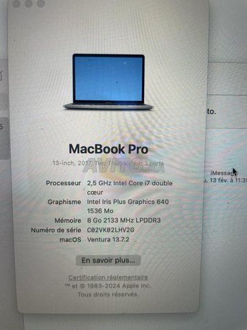 macbook pro 2017 i7 8go ram