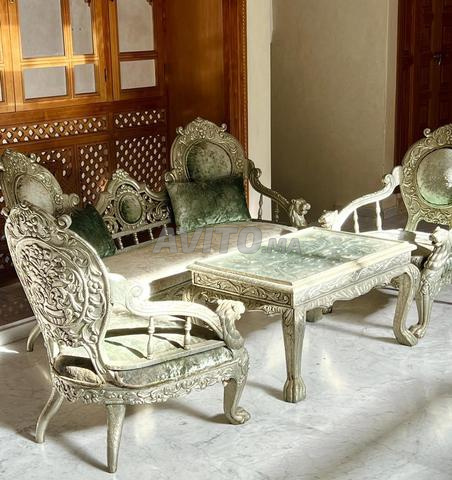 Salon d’antiquité indien vert et feuille d’argent