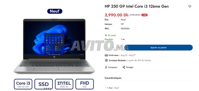 HP 250 G9 Intel Core i3 12ème Gen