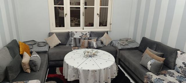 Salon moderne en tissu gris, très bon état - 2