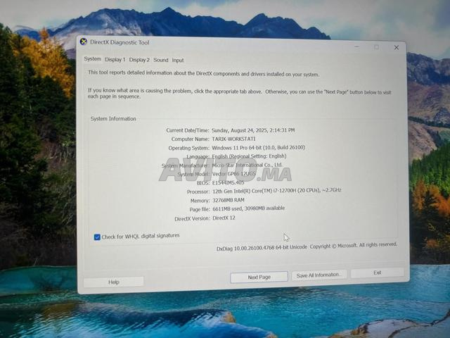 MSI Vector i7 2.7 الجيل 12 32 1T Nvidia 8 15'6