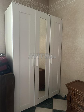Armoire 3 portes, blanc, 117x190 cm