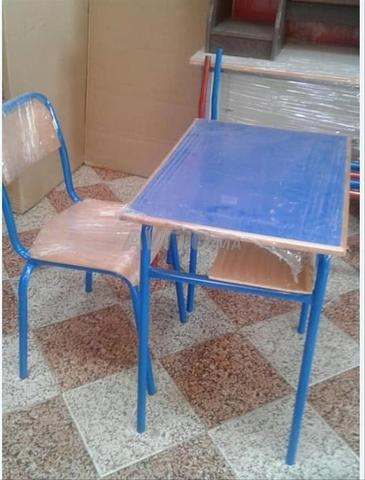 Table scolaire en bois avec tablette - 2