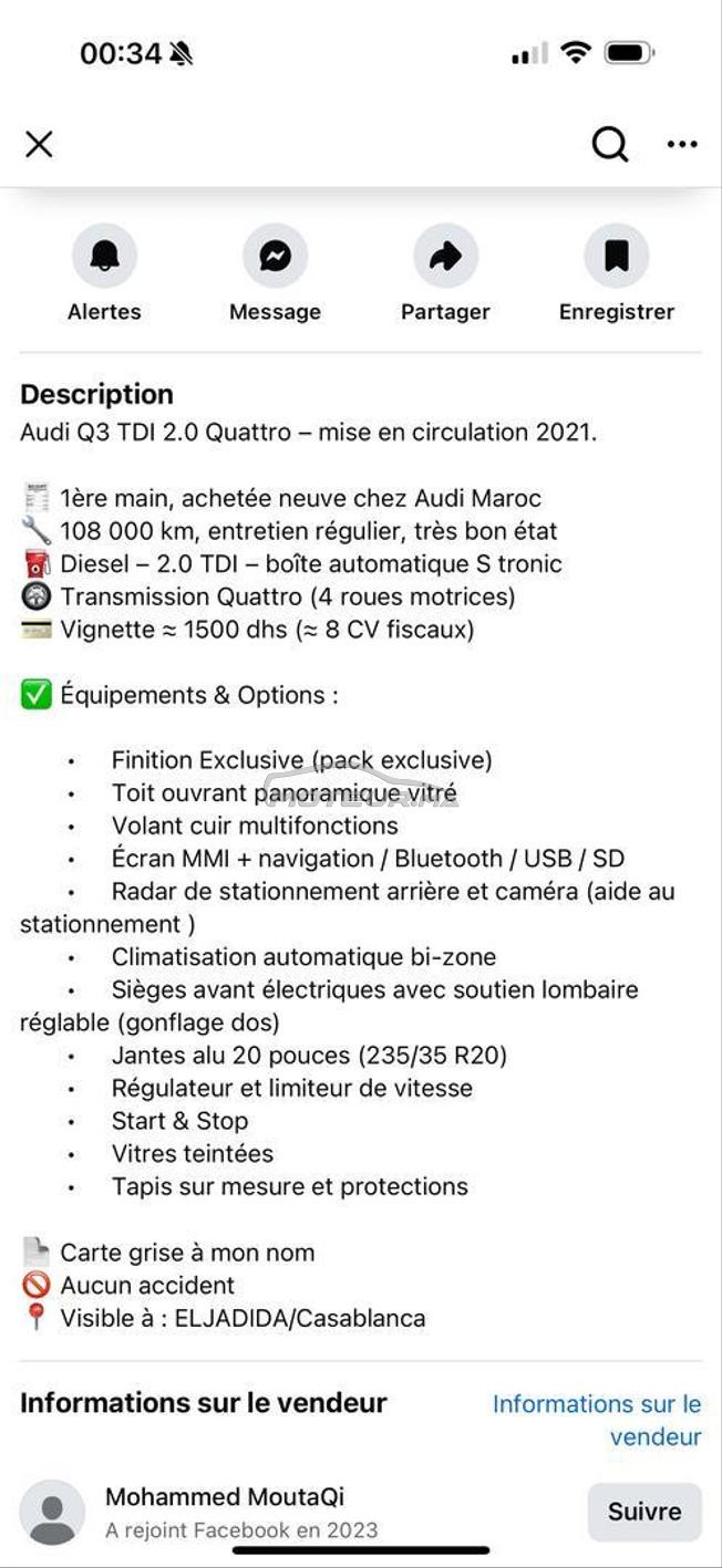 Audi Q3 Diesel Automatique 2021 à El Jadida
