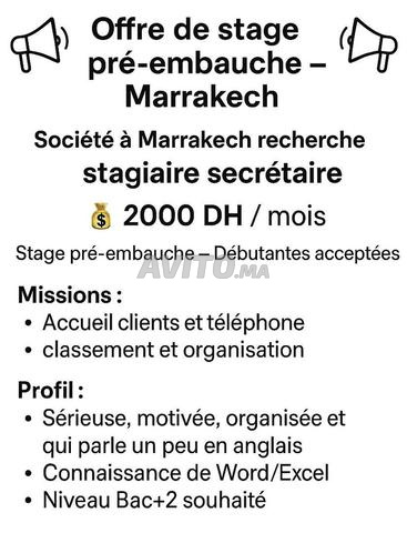 Offre de stage pré-embauche. Débutantes acceptées