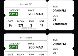 2 tickets cat 2 maroc vs niger