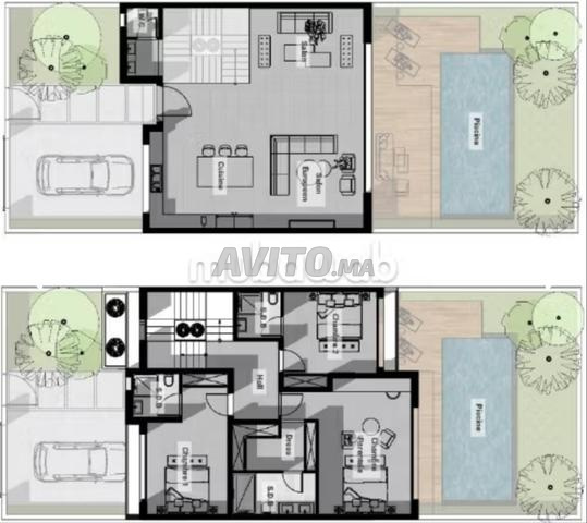 Villa contemporaine en bande, résidence magnifique