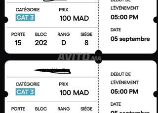 2 Tickets Cat 3 Maroc vs Niger 