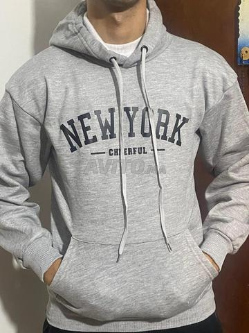 Hoodie & Capuchon New York رمادي/كحل/أزرق – M & L  - 2