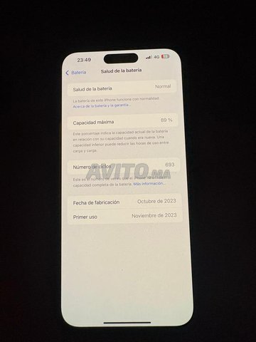 Iphone 15 pro max, etat Baterie 89