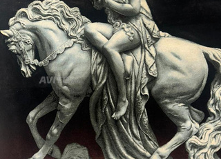 Tableau encadré cheval et cavalier style classique