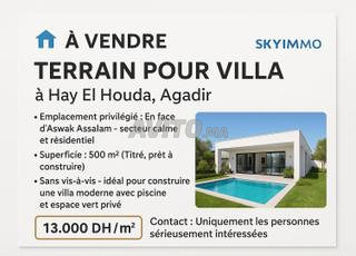 A vendre terrain villa a Hay El Houda agadir 