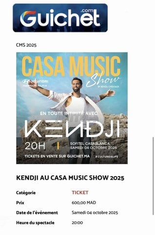 2 TICKETS VIP KENDJI GIRAC 4 OCTOBRE