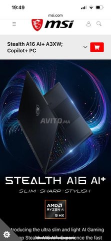 MSI Stealth A16 AI Plus  AMD Ryzen AI 9 365-32GB 