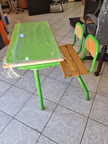 Table scolaire double avec porte-cartable