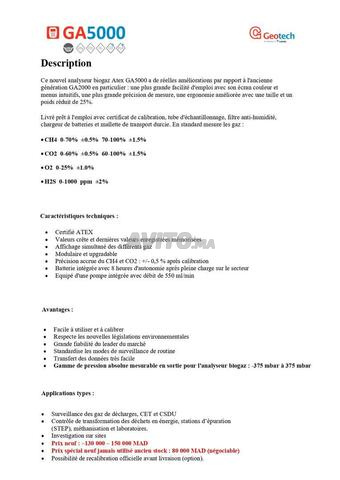 ANALYSEUR BIOGAZ A VENDRE GA 5000 marque Geotech  - 2