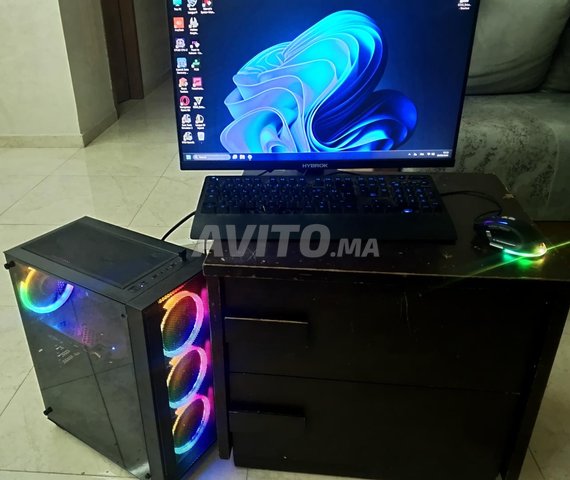 setup pc gamer R5 3600 RX 580 1to écran 180hz
