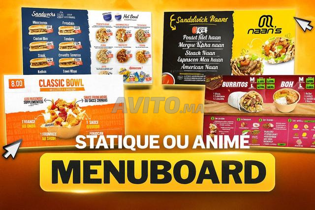 Menu Board TV restaurant Statique ou Animé