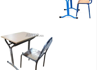 Table scolaire double place avec barre de maintien