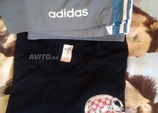 T-shirts Gildan en coton et short Adidas taille XL
