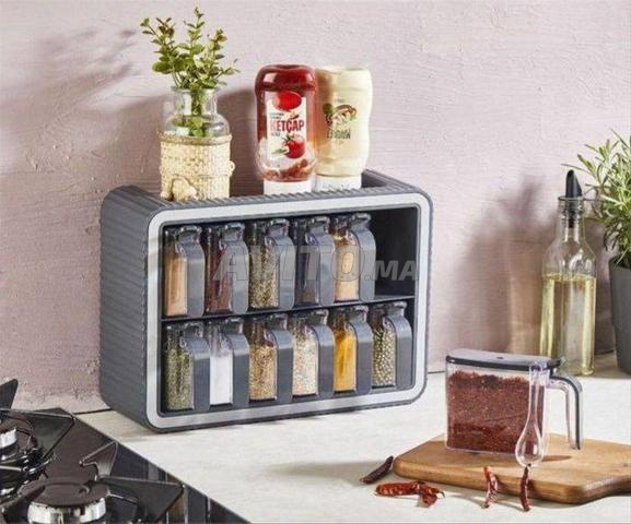 Ensemble de pots à épices composé de 12 pièces avec support et cuillère adhésive